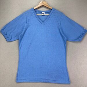 Vintage 80s BIKE Jersey T-Shirt Mens Large Blue Mesh V-Neck Short Sleeve USA